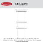 Rubbermaid Configurations Custom Closet Kit 2-4 Ft. Adjustable Metal Wire Shelving White Finish Expandable Organization System Hardware Included for Home Closet/Pantry/Laundry/Mudroom