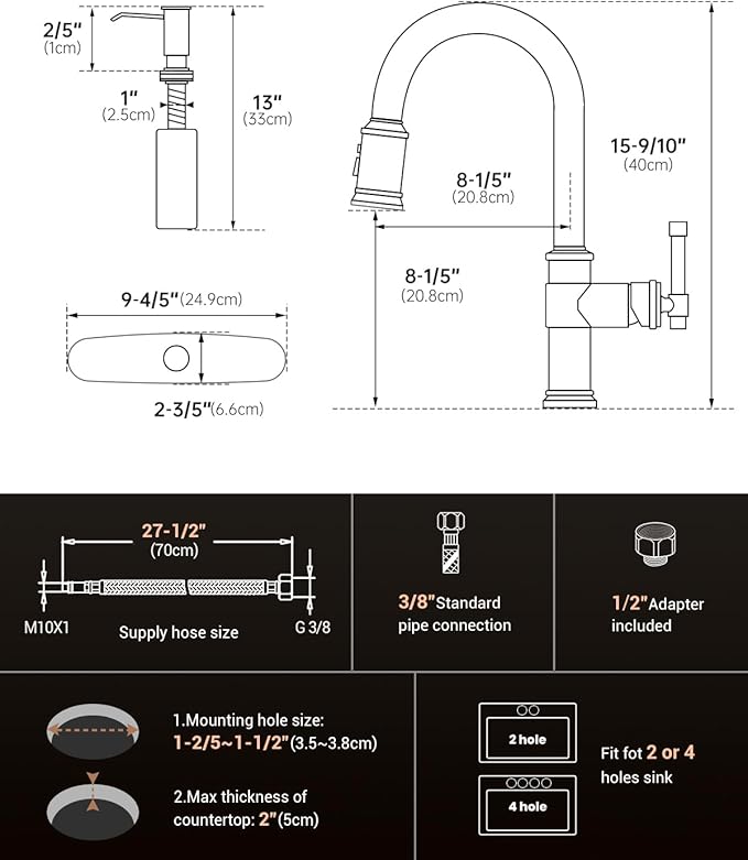 Touchless Oil Rubbed Bronze Kitchen Faucet with Soap Dispenser, DAYONE Single Handle Faucets for Kitchen Smart Motion Sensor Activated Hands-Free Pull Down, Robinet de Cuisine sans Contact