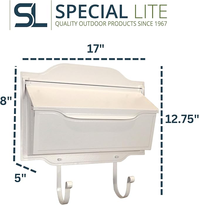 Special Lite Contemporary Horizontal Wall Mount Mailbox - White Aluminum Mailbox for Wall Mount - SHC-1002-WH