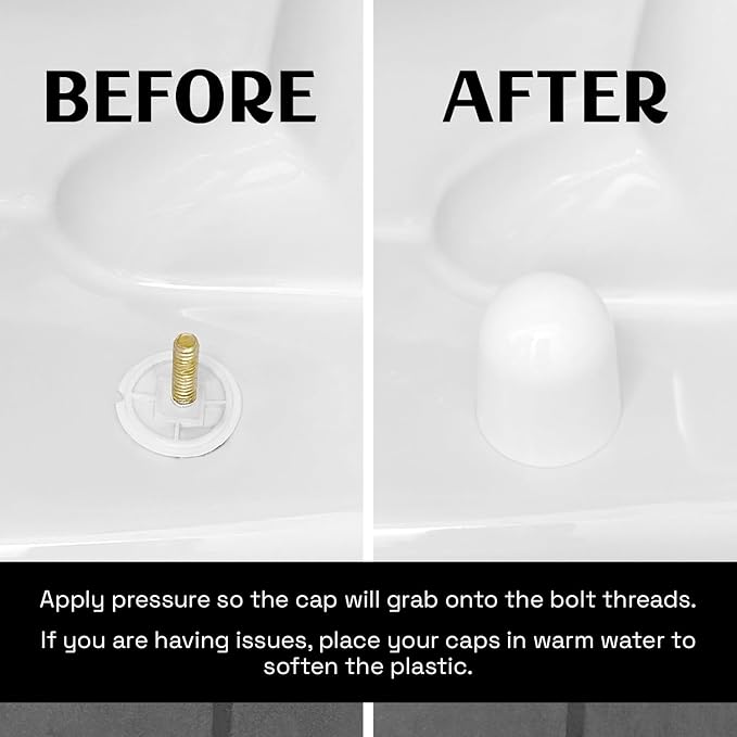 Stinky John's Tall Toilet Bolt Caps - Universal Fit with a Round Top - White Caps (4)