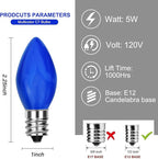 Abeja C7 Ceramic Christmas Replacement Bulbs, Blue Ceramic Christmas Lights Great for Night Lights, Decorative Lights and Christmas Strings, 25 Pack