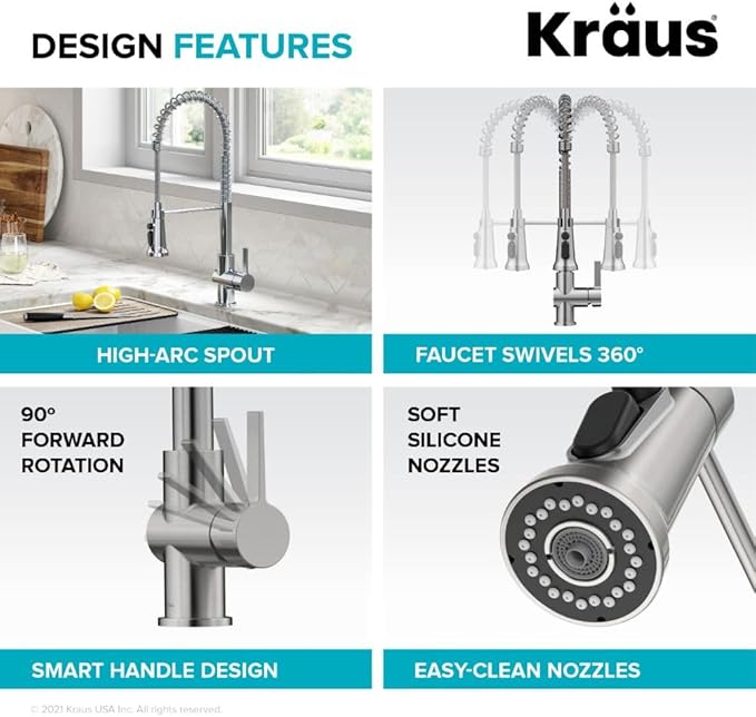 KRAUS Britt 2-in-1 Commercial Style Pull-Down Single Handle Water Filter Kitchen Faucet for Reverse Osmosis or Water Filtration System in Chrome, KFF-1691CH