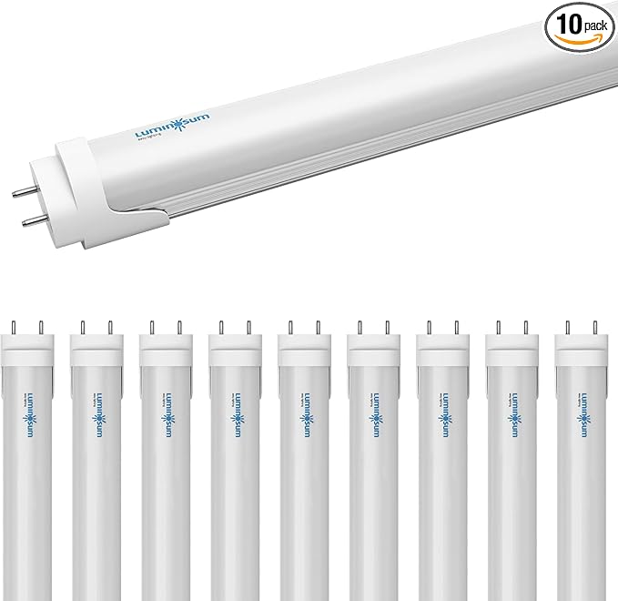 T8 LED Tube Light Bulbs 4 Foot 20W 40W Equivalent, 6000K Cool White 2000LM, T8 T10 T12 Fluorescent Replacement, Dual-end Powered Ballast Bypass, Frosted Cover ETL Listed for Garage 10-Pack