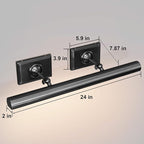 Picture Light, 24in Hardwired Picture Lights for Wall, Dimmable Poster Paintings Frames Light, Brass 4 Lighting Wall Sconces for Art Display Gallery Bathroom Living-Included Bulbs(Black)