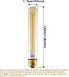 CTKcom T9/T185 40W Vintage Edison Light Bulbs E26 E27 Base(4 Pack)- Tubular Bulb Nostalgic Tungsten Filament Antique Incandescent Bulb Golden Tinted Glass for Industrial Wall Sconces Pendant Lighting