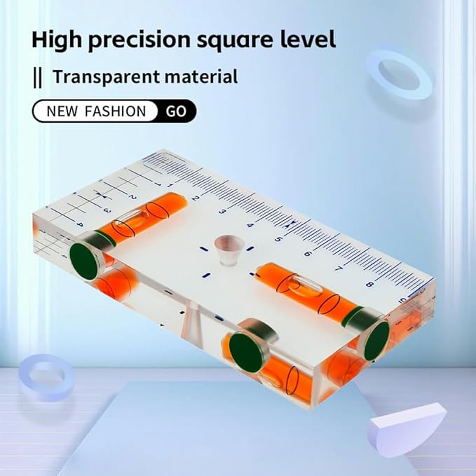 Transparent Rectangular high-Precision T-Shaped Level Integrated Small Household Magnetic Water Level (red, 95 * 51 * 13mm)