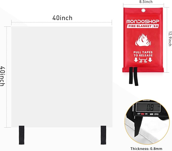 Mondoshop Fire Blanket Emergency for Home and Kitchen 6pack Fire Blankets Fire Resistant Blanket for Camping, Grill, Car, Office, Warehouse, School, Picnic, Garages, Workshops