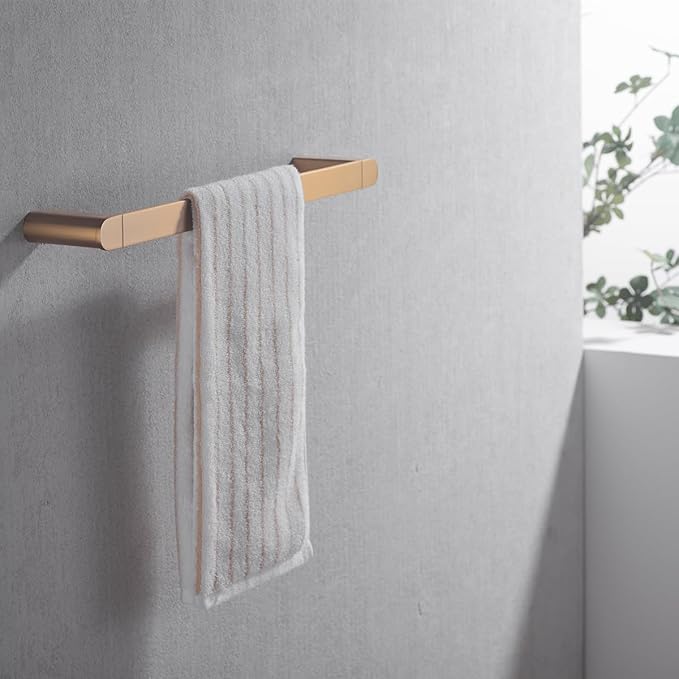 RANDOM Champagne Bronze Bathroom Hardware Set Bathroom Towel Holder Set 4 Piece Include 18” Towel Bar Toilet Paper Holder and 2 Towel Hooks Wall Mount Stainless Steel Brushed Gold Towel Bar Set