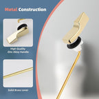 Polished Gold Universal Toilet Handle Replacement, Front Mount Toilet Flush Compatible with American Standard/Mansfield/TOTO/Kohler Toilets, Brass Toilet Trip Lever, Stainless Steel Flapper Chain