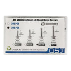 QSJ 390PCS #8 x 3/4'' Sheet Metal Screws 410 Stainless Steel Hex Washer Head Fast Self Tapping Screws with Screwdriver Bit Silver