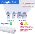 8Ft Led Ballast Bypass Bulbs Single Pin 144W, F96t12 Replacement Single Pin FA8 8 Foot Led Shop Lights, T8 T0 T12 Tube Lights 6500K Clear Cover NO RF FM Interference 12PACK