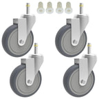 4-Inch Swivel Stem Caster, 7/16-Inch Stem Diameter Rubber Wheel, Heavy Duty TPR Replacement Wheels for Rubbermaid Mop Bucket Cart Grill Casters - 4 Pack
