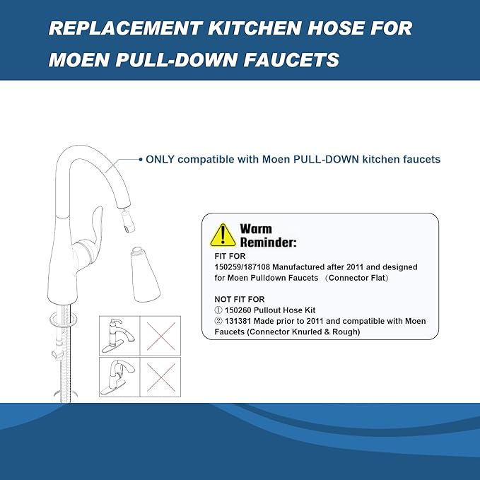 Grandiance Replacement Hose Kit for Moen Pull Down Kitchen Faucet, Compatible with Moen Kitchen Sink Faucet Replacement Part 150259/187108, 68" Quick Connect Hose