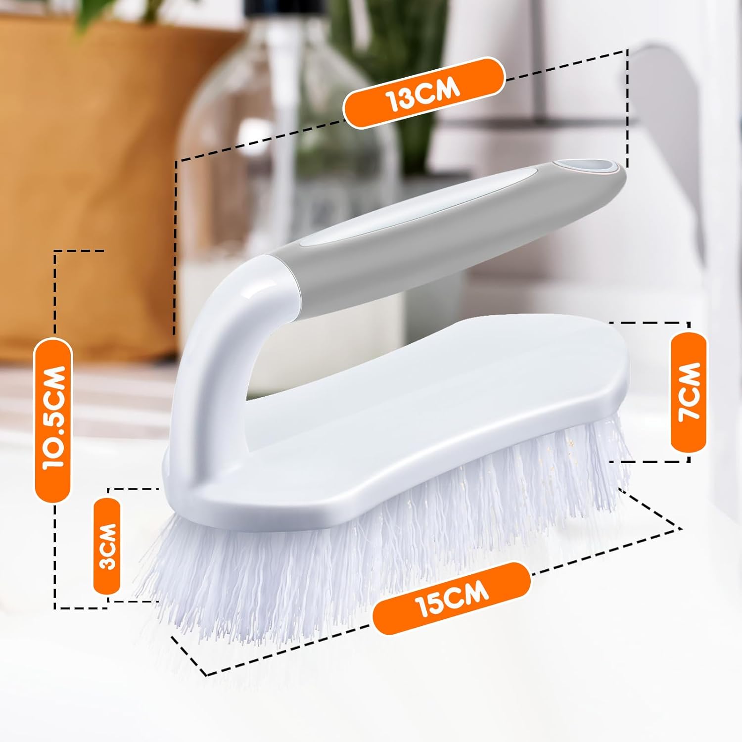Lallisa 24 Pcs Scrub Brush for Cleaning with Handle Comfortable to Grip Heavy-Duty Flexible Stiff Bristles Scrubber Brushes Bulk for Shower Bathroom Carpet Kitchen Floor Tiles (Gray)