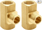 2PCS 3/8 Inch Brass Tee Pipe Fitting 3/8" NPT Female x 3/8" NPT Male x 3/8" NPT Female for Water/Oil/Gas