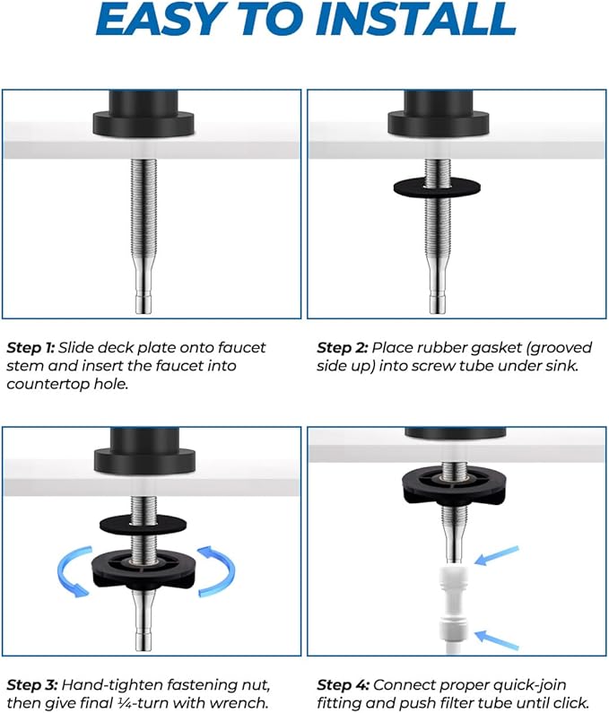 WEWE Drinking Water Faucet, Lead-Free Kitchen Water Filter Faucet for Reverse Osmosis or Water Filtration System, RO Faucet, Matte Black