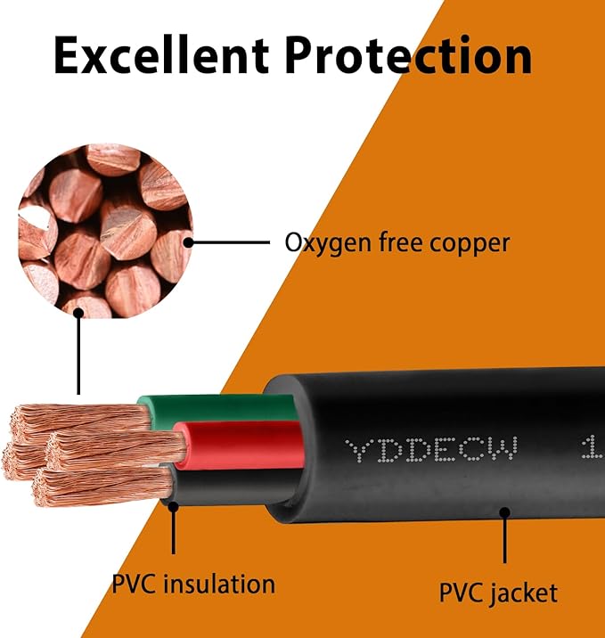 150ft 14/4 14 AWG Portable Power Cable (4 Conductor) - SJOOW 300V 14 Gauge Electric Wire for Motor Leads, Portable Lights, Battery Chargers and Machinery - 4 Conductor - 150 Feet Electrical Cord