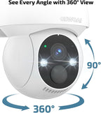 《100% Solar Powered & 2-Way Audio》Outdoor Wireless PTZ Camera System, 4MP Solar Powered Battery Cameras,Home Video Surveillance DVR Kits