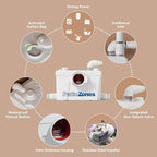 Macerator Pump, Sewage Upflow Grinder Pump with Durable Copper Motor, 4 Inlets for Basement Toilet, Sink, Shower, Washer, Household/Residential Waste Water Upflush System, 23 ft Head Lift, Low Noise