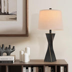 Bedside Lamps Set of 2 Unique Modern Vintage Table Lamp Rustic Farmhouse Desk Lamps for Living Room End Tables Bulb Not Included, Linen Shade, 26.5 in,Black Gold