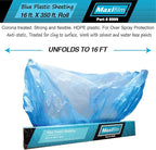 MAXIFILM 16ft x 350ft Roll of Blue Overspray Paintable Masking Plastic Sheeting -8 Micron, 0.3 Mil, Protective Masking Film Cover, Auto Painting, Cover Cloth Home Walls Furniture (1, 16ft x 350ft)