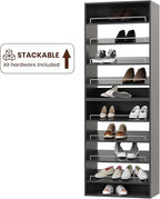 ROOMTEC 25.5" Shoe Shelf Short Tower Closet Unit, Modular Closet System with Shelf, Wardrobe Organizer for Bedroom or Walk-in Closet, Wall Mounted, Customizable Clothes Storage Unit, Black