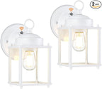 GRUENLICH Dusk to Dawn Outdoor Wall Lantern, Exterior Wall Sconce Light Fixture, Outside Porch Lighting with Clear Glass for House, Patio, White, 2 Pack