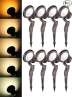 LEONLITE 8-Pack 12W/7.3W/3.7W Dimmable 5CCT LED Low Voltage Landscape Lights, Wall Wash Landscape Lighting Outdoor, 12V Landscape Spotlight, ETL, Aluminum, IP65 Waterproof