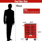 6 Drawers Rolling Tool Box on Wheels, Multifunctional Tool Chest Cabinet with Lock, Drawers Rolling Tool Cart Trolley Organizer Tool Storage Case for Warehouse,Garage,Workshop (Red)