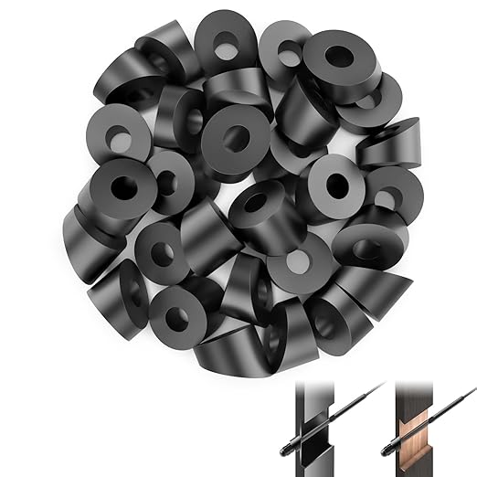 CKE 30 Pack 1/4" Black Angle Beveled Washers for Cable Railing, 30 Degree Beveled Washers for 1/8" 5/32" 3/16" Stair Deck Cable Railing Kit, T316 Stainless Steel Black Cable Railing Angle Washer,BCR17