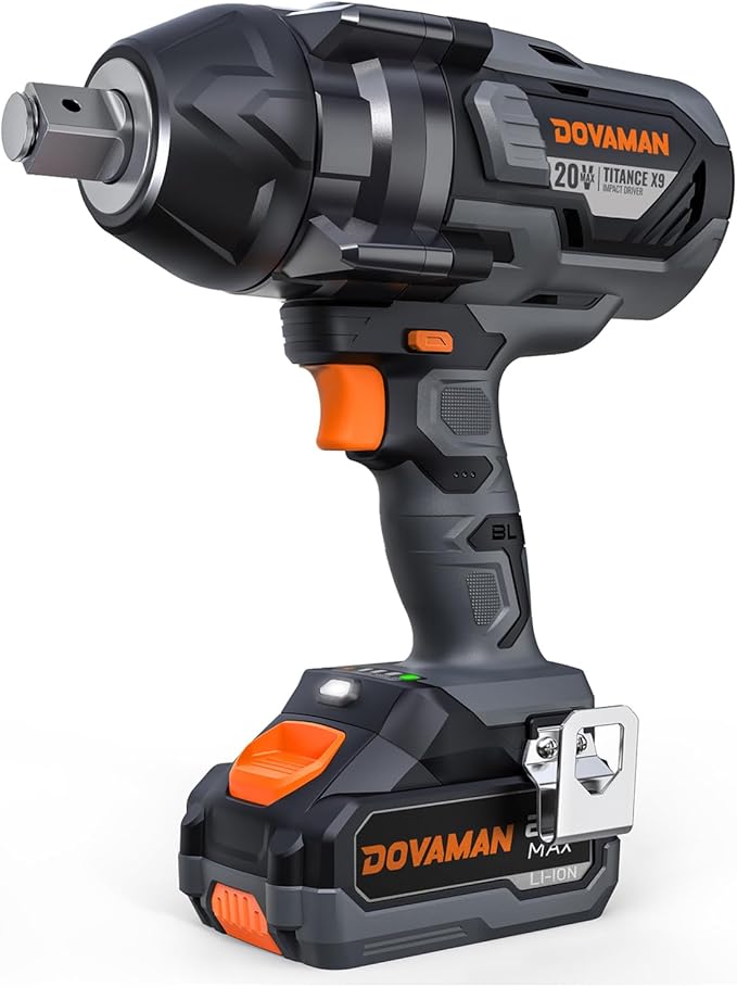 TITANCE X9 Brushless Impact Wrench, 20V Cordless 3/4'' Impact Gun, 1650 Ft-lbs (2200 Nm) High Torque, 5 Modes, 4.0Ah Battery Powered Heavy-Duty Wrench for Lug Nuts, Truck, Tractor & Industrial Use
