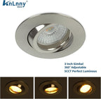 Brushed Nickel 3 Inch Recessed Lighting 6 Pack, Ajustable Eyeball recessed Light with Junction Box,5 Color Selectable,Airtight,7W 550LM,Dimmable,Brushed Nickel