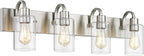 Emliviar 4-Light Vanity Light Fixture - Modern Bathroom Lighting Fixture, Brushed Nickel Finish with Clear Glass, YCE237B-4W BN