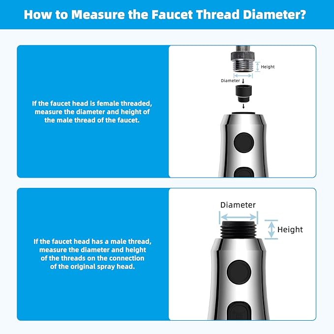 Hibbent Pull Down Kitchen Faucet Head Replacement, 3-Function NSF/ANSI/CAN 61 & CUPC Certified Sink Spray Nozzle, 15 Adapters, Compatible with Moen, Delta, Kohler Faucets, Chrome (Shiny Silver)
