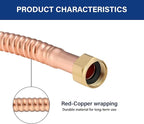 Solimeta 18" Connector for Water Heater with 3/4" FIP and 3/4" FIP Ends, Copper