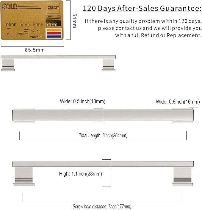 Asidrama 6 Pack 7 Inch(177mm) Brushed Satin Nickel Kitchen Cabinet Handles, Cabinet Pulls Kitchen Cabinet Hardware for Cupboard Drawer Pulls