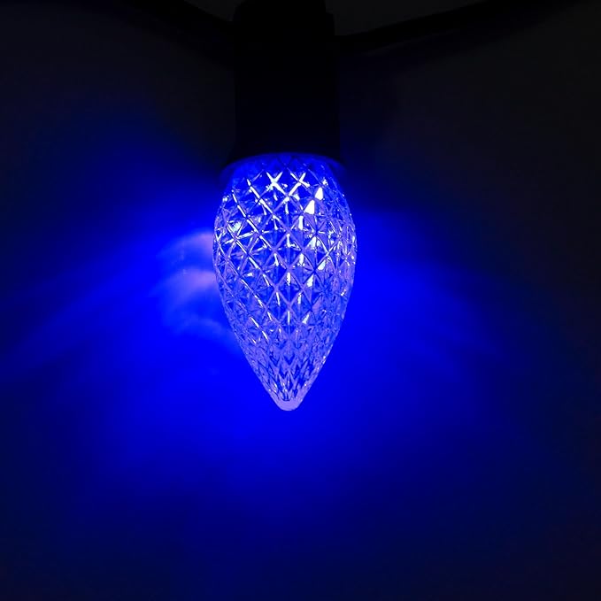 Meconard C7 Led Replacement Christmas Light Bulbs, C7 Shatterproof Led Bulbs for Christmas Indoor Outdoor String Lights, E12 Candelabra Base, Commercial Grade Holiday Bulbs, Blue, 25 Pack