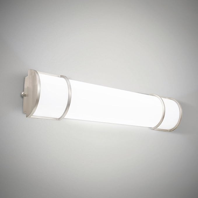 ASD LED 24" Vanity Flush Mount Light Fixture, Linear Bathroom Lighting Bar | 3CCT, Dimmable, ETL Listed | 25W 2600LM 3000-5000K 100-277V | Long Tube Bath Wall Sconce Over Mirror | Nickel