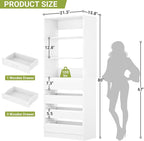 Aheaplus Wood Closet Organizer with 4 Drawers, 21.3" Closet System Tower with Open Shelves, Modular Walk-in Drawers System, Tall Storage Cabinet Unit, White
