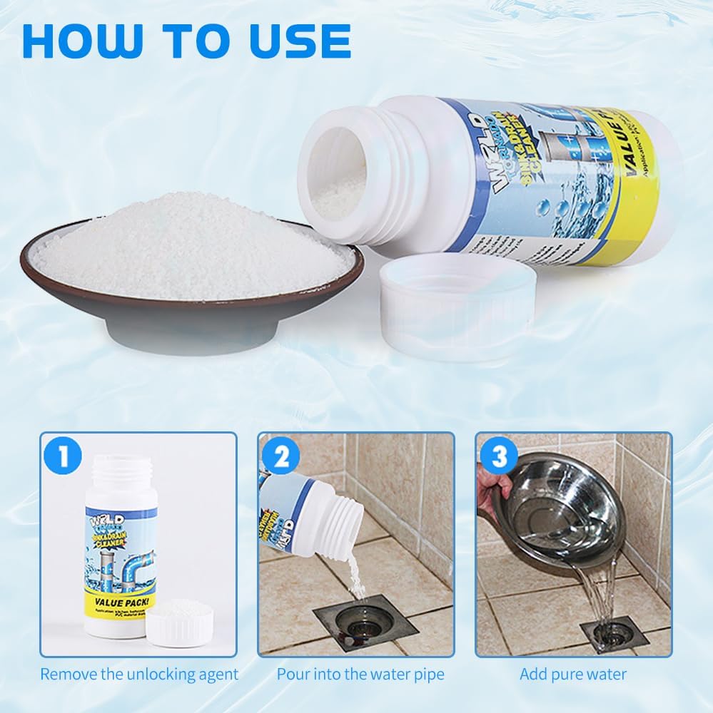 2025 Upgrade Sink Drain Cleaner, Sink and Drains Cleaner, Multi-functional Sink and Drain Cleaner Powder Cleaning, Drains Foam Cleaner, Powerful Pipe Dredging Agent for Kitchen Toilet (2Pcs)