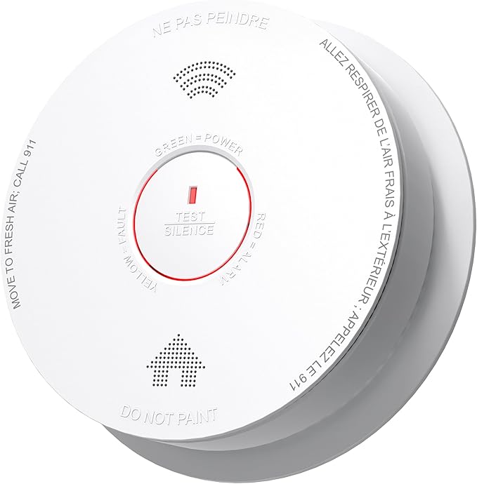 Smoke Detector Carbon Monoxide Detector Combo 10 Year Battery with Bilingual Voice Alerts,UL 217-9th Standard Fire Smoke & Carbon Monoxide Alarms for Home Standalone Model 1 Pack