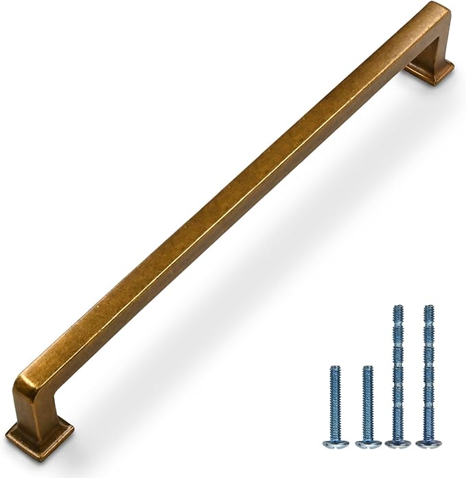 10 Pack 10"(256mm) Vintage Antique Brass Cabinet Pulls Kitchen Cabinet Handles Drawer Pulls Cupboard Hardware for Cabinets CK0078