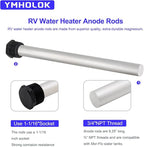 4PC RV Water Heater Anode Rods (9.25" x 3/4" NPT) Magnesium Anode Rod Fit for most of RV Water Heater,for Suburban Models, Suburban & Mor-Flo RV Water Heater parts