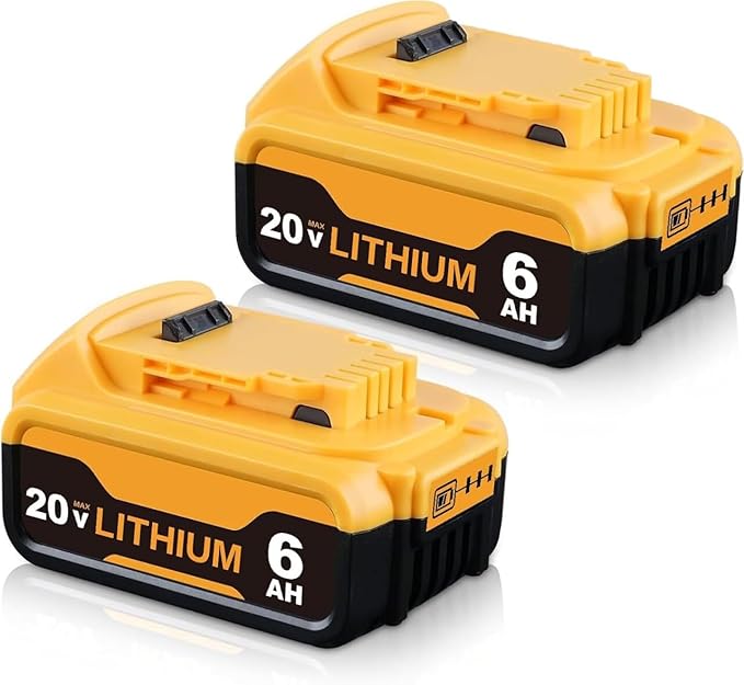 2-Pack 6.0Ah High Capacity Replacement for Dewalt 20V Max Tools, Compatible with Dewalt 20 Volt Lithium Battery DCB200 DCB201 DCB203 DCB204 DCB206 DCB207 DCB180 DCB181 Cordless Power Tools