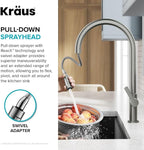 KRAUS Oletto High-Arc Single Handle Pull-Down Kitchen Faucet in Chrome, KPF-2821CH