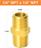 GASHER 10PCS Brass Pipe Fitting, Reducing Hex Nipple, 1/4-Inch Male Pipe x 1/4-Inch Male Pipe