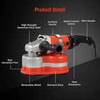 Electric Diamond Floor Grinder Polisher Machine 3800W, 6-Speed Adjustable, with 3 Diamond Wheels for Dustless Grinding, Polishing Cement, Marble, Epoxy, Concrete, Stone, Thinset, Metal Descaling