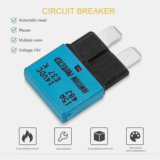 GLOSO Circuit Breakers E37 Auto (T1) Reset Low Profile ATC/ATO - (6A - 3 Pack)