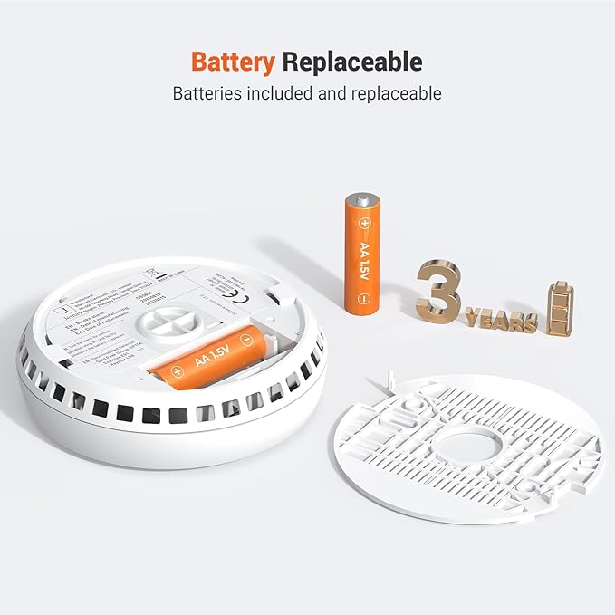 Jemay Smoke Detector, 10 Year Life Fire Alarms Smoke Detectors with Advanced Photoelectric Technology, Battery Operated Smoke Fire Alarm with LED Indicator & Silence Button, 2 Packs