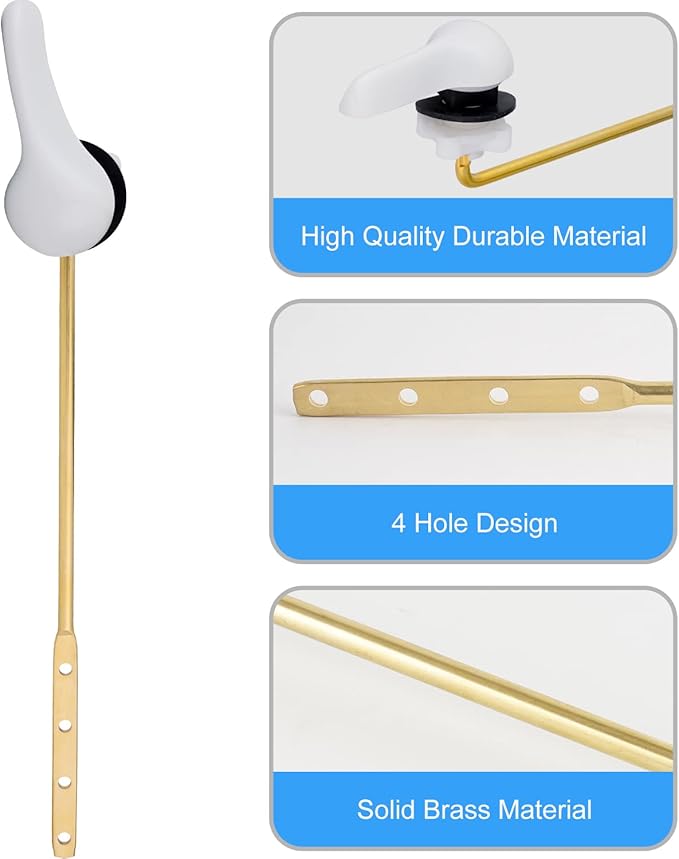 iFealClear 2 Pack Toilet Handle Kit, Universal Front Mount Tank Flush Lever, Solid Brass Trip Lever Fits Most Toilets, White